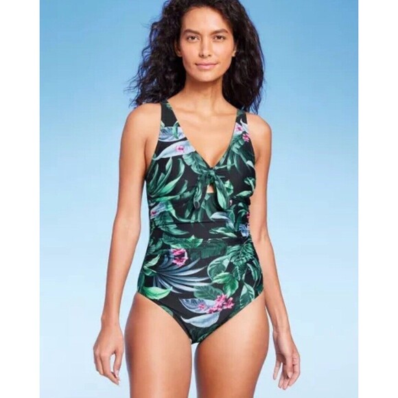 Kona Sol - Full Coverage Tummy Control Tie-front One Pc Size Medium - Picture 1 of 2
